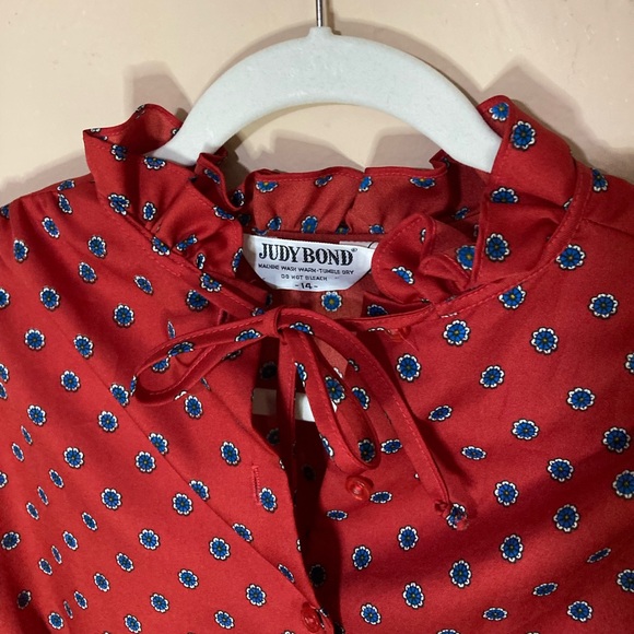 Vintage 80's Judy Bond Red Dress Shirt - Picture 4 of 6